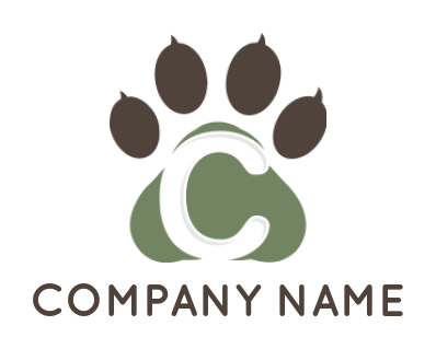 Letter C logo template paw incorporating letter C 