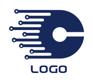 alphabet logo tech wires forming Letter C