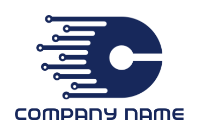 alphabet logo tech wires forming Letter C