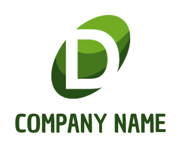 Make a Letter D logo oval shape forming letter D