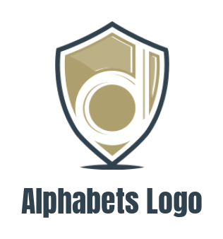 Letter D logo illustration inside shield