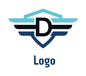 Design a Letter D logo wings with shield in letter D 