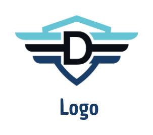 Design a Letter D logo inside shield with wings