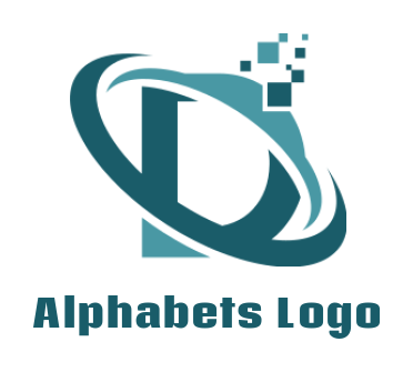 Make a Letter D logo pixels with swoosh in letter D 