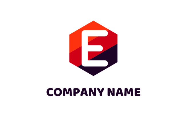 Letter E logo template in polygonal shape