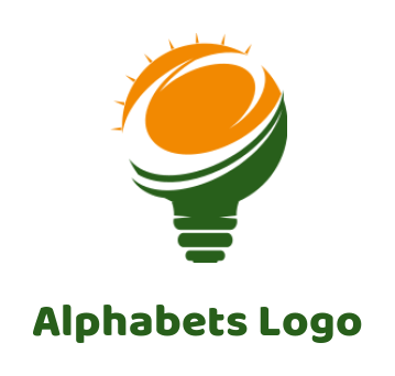 Letter E logo inside light bulb with sunrise