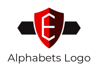 Letter E logo inside shield with ribbon