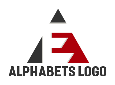 alphabet logo negative space E in triangle
