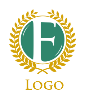 Create a Letter F logo wheat circle inside letter F