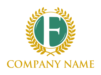 Create a Letter F logo wheat circle inside letter F