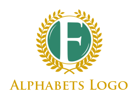 Create a Letter F logo wheat circle inside letter F