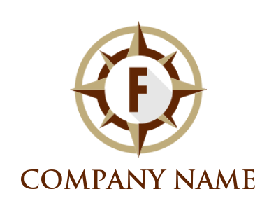 Create a Letter F logo inside compass and circle