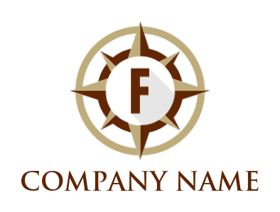 Create a Letter F logo inside compass and circle