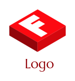 Letter F logo icon merged with 3D box