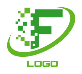 Make a Letter F logo with pixels and swoosh