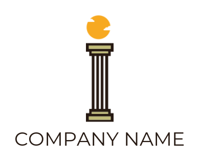 Letter I logo online forming law pillar with sun