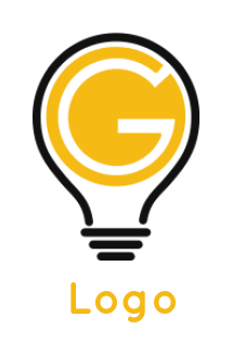 Letter G logo symbol inside line art light bulb