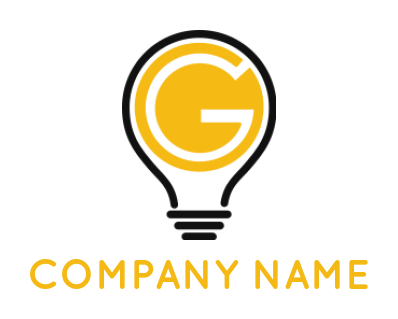 Letter G logo symbol inside line art light bulb