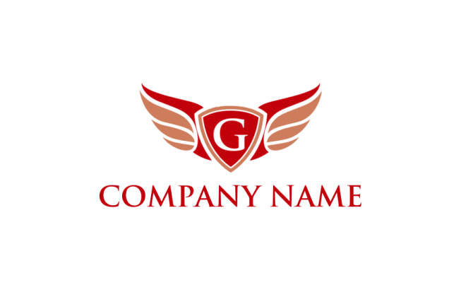 create a Letter G logo in shield with wings
