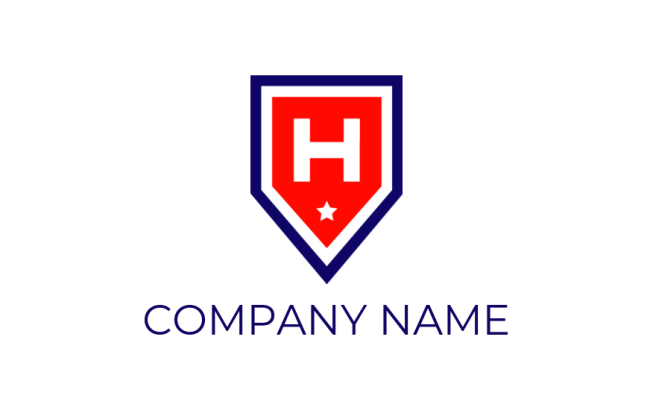 Design a Letter H logo with star inside the shield