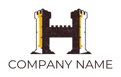 Letter H logo template forming castle