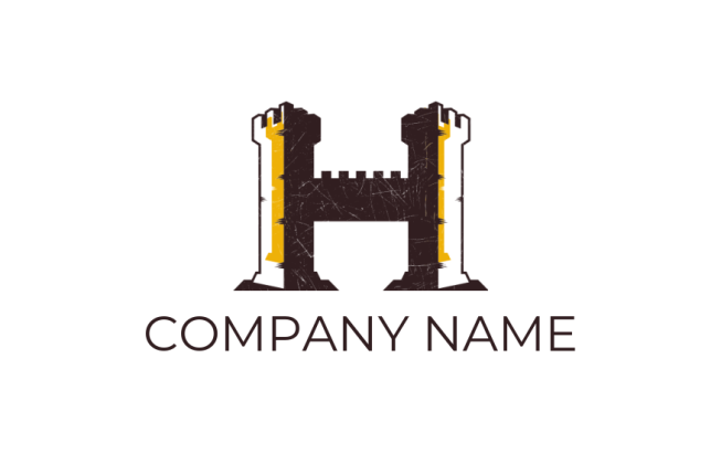 Letter H logo template forming castle