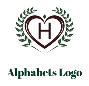 Letter H logo in heart shape with wreath