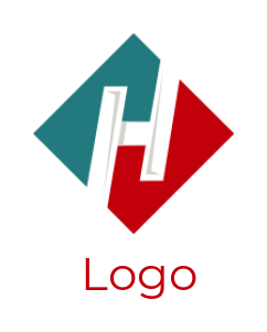 Letter H logo merged with rhombus shape