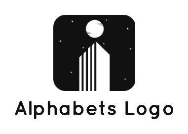 alphabets logo Letter I forming building moon