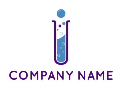 research logo maker Letter I forming test tube