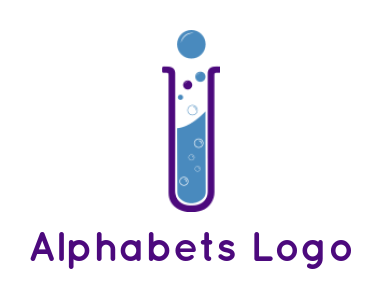 research logo maker Letter I forming test tube