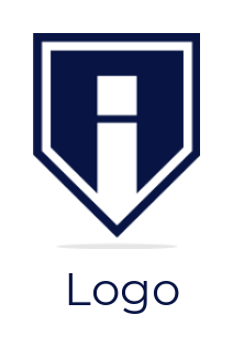Letter I logo icon merged with shield