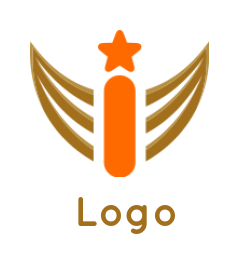 Letter I logo merged with wings and star