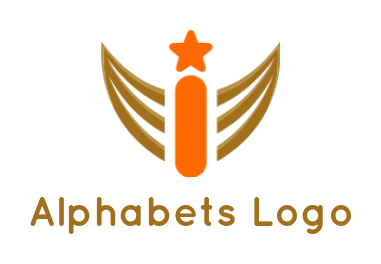 Letter I logo merged with wings and star