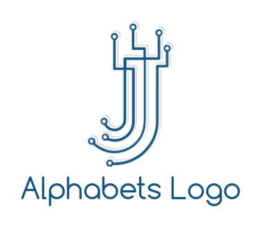 alphabets logo tech wires forming Letter J
