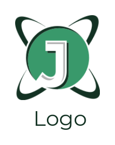 create a Letter J logo in atom with electrons 