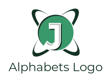 create a Letter J logo in atom with electrons 