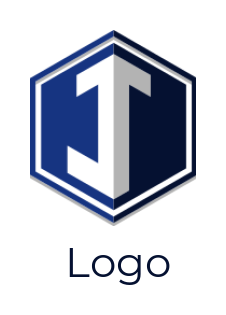 Letter J logo icon inside a polygon shape
