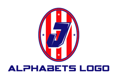 Letter J logo template inside vintage badge