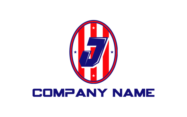 Letter J logo template inside vintage badge