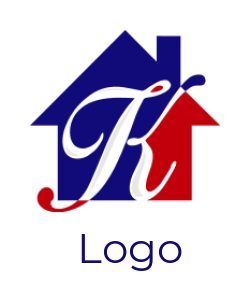Letter K logo template in front of house