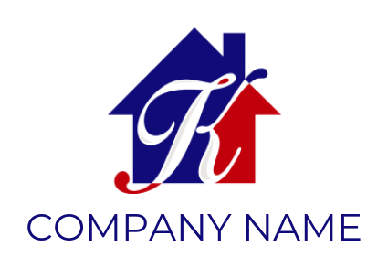 Letter K logo template in front of house