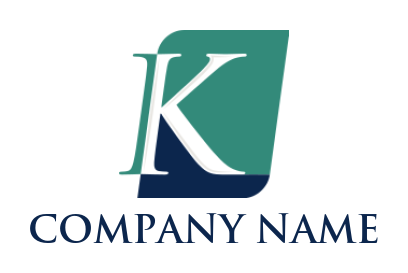 Letter K logo in front of rounded rectangle