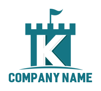 Letter K logo maker in fort with flag