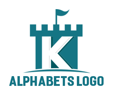 Letter K logo maker in fort with flag