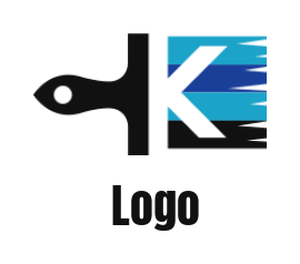 Letter K logo incorporated with paint brush