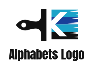 Letter K logo incorporated with paint brush