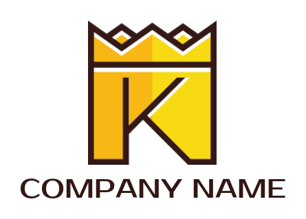letter k line art with crown