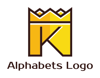 alphabets logo line art Letter K forming crown