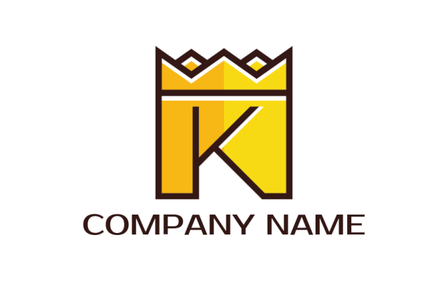 letter k line art with crown